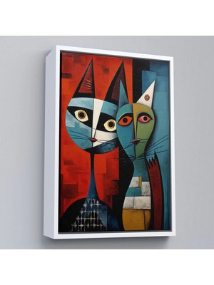 Uslucan Alışveriş Ahşap Çerçeveli Pablo Picasso Tarzı - Soyut Renkli Kedi TABLO-7370