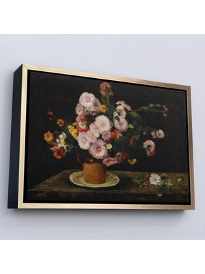 Uslucan Alışveriş Ahşap Çerçeveli Aster Buketi, 1859, Gustave Courbet TABLO-7059