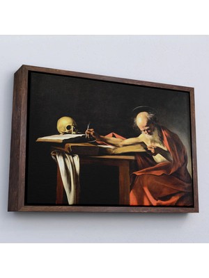 Uslucan Alışveriş Ahşap Çerçeveli Caravaggio - Saint Jerome Yazma TABLO-7124