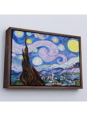 Uslucan Alışveriş Ahşap Çerçeveli Vincent Van Gogh - Yıldızlı Geceler Premium Görüntü TABLOSU-7163