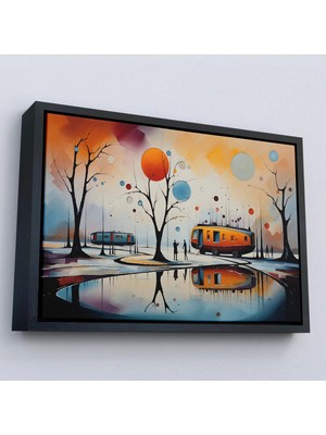 Uslucan Alışveriş Ahşap Çerçeveli Kandinsky Soyut Kampçı Kış Manzara TABLOSU-7247