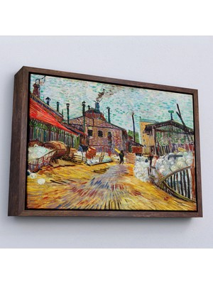 Uslucan Alışveriş Ahşap Çerçeveli Vincent Van Gogh - Asnieres Deki Fabrika Tablo - The Factory At ASNIERES-7166