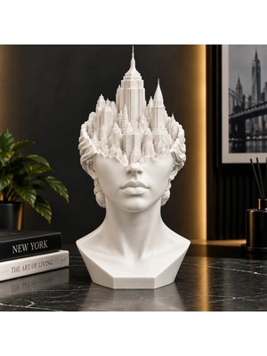3doruk Urban Thought New York 3D Büst Dekoratif Heykel | Modern Ev Ofis Dekoru | Özel Tasarım Biblo