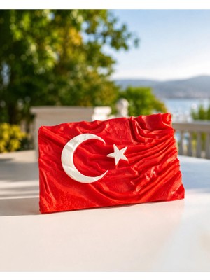 3doruk Türk Bayrağı Rölyef Dekoratif Masa/duvar Objesi - Kırmızı