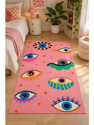 Rugs Modern Halı Alya Linea Özel Tasarım Pudra ve Kırmızı Ince Dokuma Salon Halısı