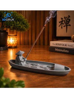 3doruk Zen Tasarımlı 3D Baskı Tütsülük | Tekne Figürlü Dekoratif Tütsü Standı | Modern Ev Dekoru