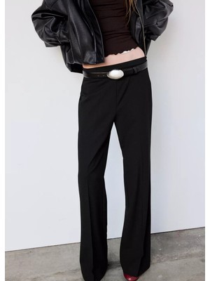 Mango Ütü Çizgili Flare Pantolon
