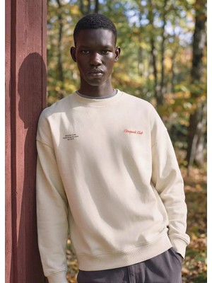 Mango Metin Baskılı Pamuklu Sweatshirt