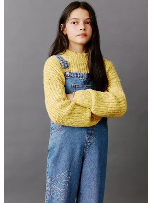 Mango Kelebek Işlemeli Denim Tulum