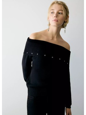 Mango Asimetrik Eyelet Detaylı Kazak