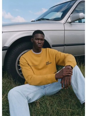 Mango Yazılı Pamuklu Sweatshirt