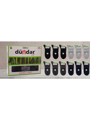 Dündar Çorap Erkek 12'li Karışık Renkli Bambu Konç Dikişsiz Çorap (40-44 Numara)
