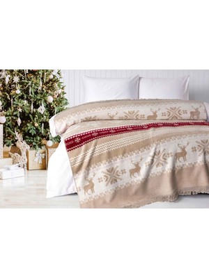 Merinos Pamuklu Battaniye 180X220 Kutulu Reno Bej
