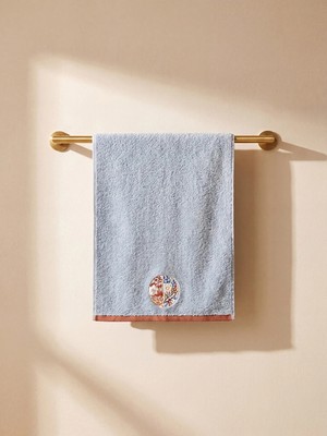 Lc Waikiki Yeni Sezon Mavi Çiçek Nakışlı Pamuklu Yüz Havlusu 50X80 cm