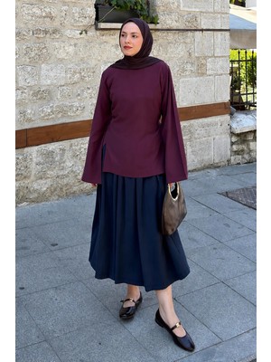 Lamelif Sırt Bağlama Detaylı Tensel Gömlek Bordo