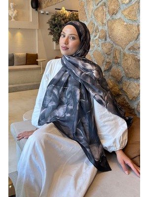 Lamelif Çiçek Desen Lara Soft Şal Siyah