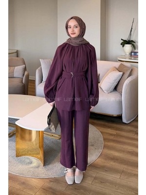 Lamelif Modal Pantolon Ikili Takım Bordo