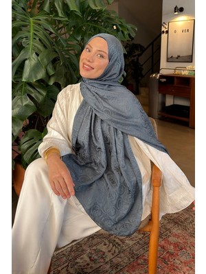 Lamelif Gg Desen Ayrobin Floş Jakar  Şal Füme