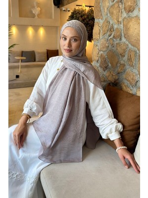 Lamelif Diamond Desen Aura Pamuk  Jakar  Şal Vizonrengi