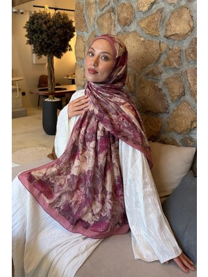 Lamelif Vintage Flower Desen Bambu Şal Gül