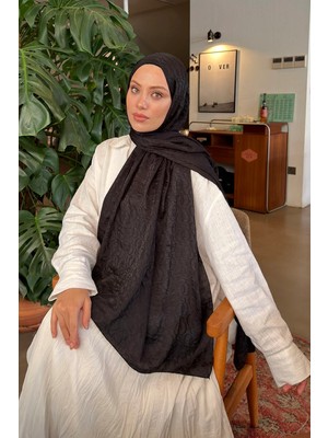 Lamelif Qq Desen Ayrobin Floş Jakar  Şal Siyah