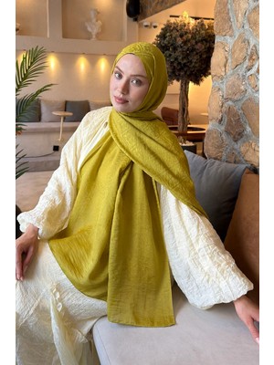 Lamelif Diamond Desen Aura Pamuk  Jakar  Şal Yağ Yeşili