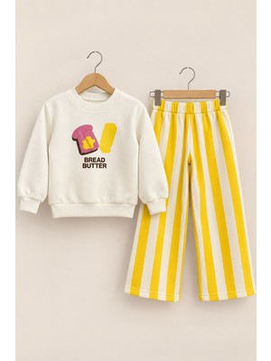 My Kids Wear Erkek Çocuk Kışlık Baskılı Sweatshirt Çizgili Pantolon 2'li Takım