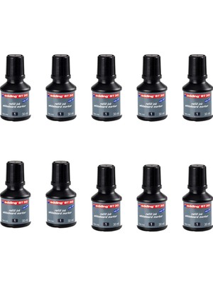 Edding BT30 Siyah Renk Mürekkep 10'lu Tahta Kalemi Yenileme Seti 30 ml
