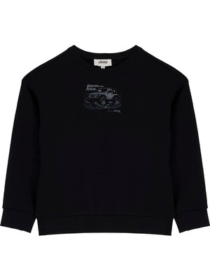 Jeep Siyah Erkek Çocuk Baskılı Sweatshirt J6WB-SWT7721