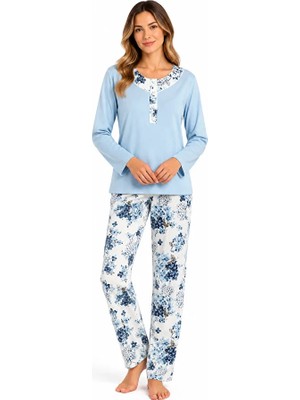 Nena %100 Pamuk Uzun Kol Kadın Pijama Takım 14982