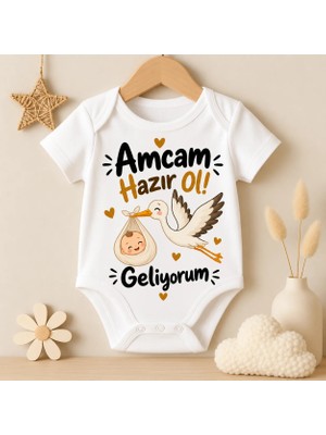 Igigi Collection Igıgı Amcam Hazır Ol Geliyorum Baskılı %100 Pamuk Unisex Bebek Zıbın