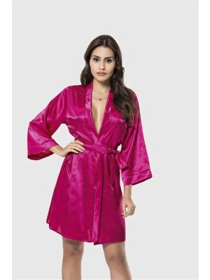 Aria's Closet Şık Tasarım Yumuşak Dokulu Vişne Kısa Saten Sabahlık - SHN5A4010-1463
