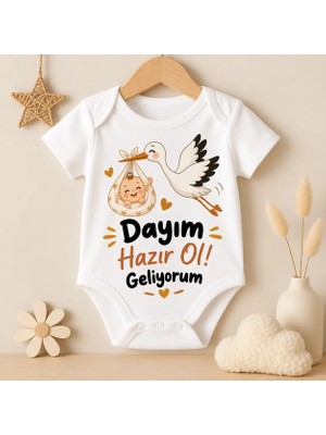 Igigi Collection Igıgı Dayım Hazır Ol Geliyorum Baskılı %100 Pamuk Unisex Bebek Zıbın