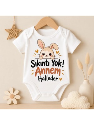 Igigi Collection Igıgı Sıkıntı Yok Annem Halleder Baskılı %100 Pamuk Unisex Bebek Zıbın