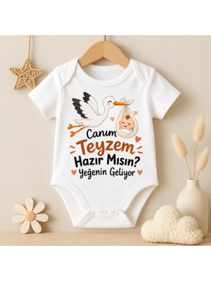 Igigi Collection Igıgı Canım Teyzem Hazır Mısın Yeğenin Geliyor Baskılı %100 Pamuk Unisex Bebek Zıbın