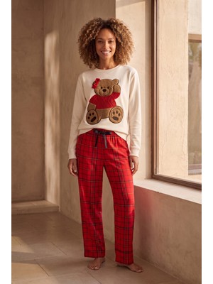 Katia & Bony Kadın Teddy Pantolon Pijama Altı Kırmızı