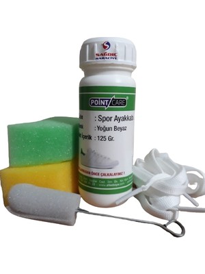 Point Care Care Beyaz Ekstra Yoğun Kapatıcı Ayakkabı Boyası Beyaz Bağcık ve Boya Süngeri Point22, One Size