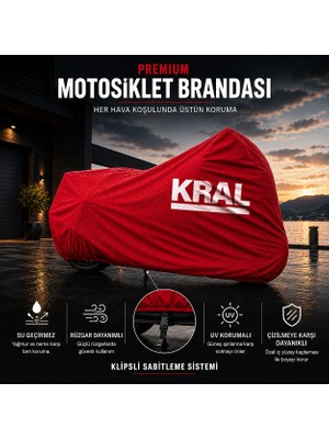 ULTRASHOP Kral Motor Ares 125 Kırmızı Motosiklet Branda Su Geçirmez Motor Branda