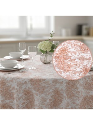 Loom & Laurel Jakarlı Dokuma Masa Örtüsü Yuvarlak 160 cm, Desenli Dekoratif Sofra Örtüsü, Mutfak ve Salon için - Açık Kahverengi