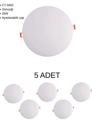 Cata CT-5662 Ayarlanabilir x Plus LED Panel 25W Günışığı - 5’li Paket