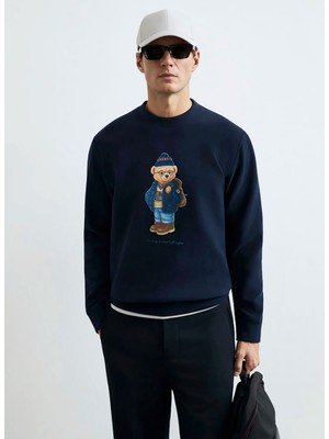 Lufian Lufıan Yeşil Erkek Bisiklet Yaka Slim Fit Desenli Sweatshirt Mıles