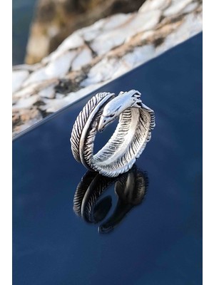 Trend Collection Ayarlanabilir Gümüş Kaplama Erkek Yüzük Kartal Modeli ile Şık Tasarım