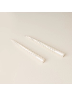 Mumsan Sakura 2'li Burgu Şamdan Mumu - Sedef / Beyaz - 25 cm