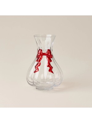 Matmel Deco Fiyonk Vazo - Şeffaf / Kırmızı - 20X14 cm