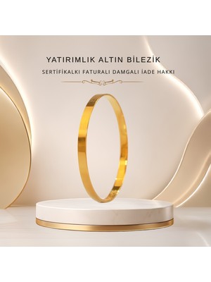 Victoria 6 gr Yatırımlık Altın 3 mm Kibrit Çöpü Bilezik  Sertifikali– 22 Ayar Damgalı– Faturalı– Iade Hakkı