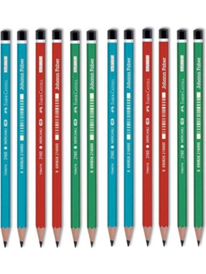 Faber-Castell 12'li Mercanlı Kurşun Kalem (3 Renk x 4 Adet)