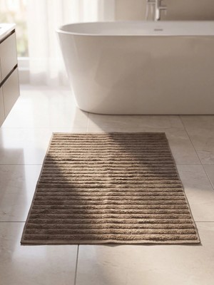 Lc Waikiki Yeni Sezon Kahverengi Çizgili Ayak Havlusu 50X80 cm