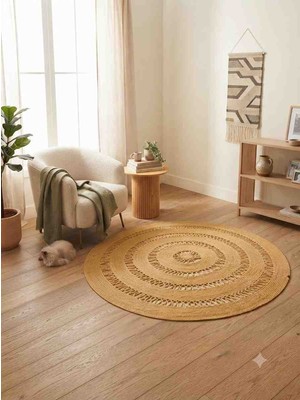 Jüt El Yapımı Salon Mutfak Halısı Dekoratif Çeyizlik Hediyelik Modern Kilim
