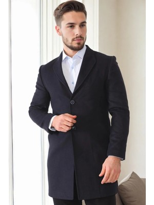 PLT9398 Dewberry Erkek Palto-Lacivert