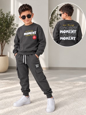 Butik Yazı Baskılı&sade Spor Erkek Çocuk Ikili Takım